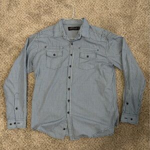 Retrofit Blue and White Checkered Casual Button Down Shirt